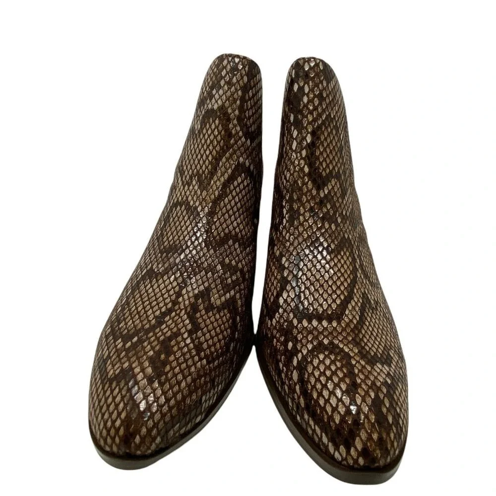 New Directions Women's Fredricka Ankle Booties 11M Brown Snakeskin Zipper New